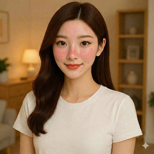 酒糟(玫瑰斑)臉部泛紅示意圖